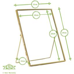 "Standing Photo Frame Metallic Table Desk Metal Picture Display 8"" x 10"" - Gold / 1.45kg" - thumbnail 3