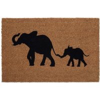 Filta Elephant And Baby Elephant Doormat - Brown
