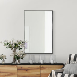 Manhattan Jet Black Aluminium Framed Modern Wall Mirror - Black - thumbnail 2