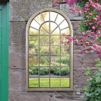 MirrorOutlet Capulet Large Arched Garden Wall Mirror 129cm x 76cm - Stone colour - image 1