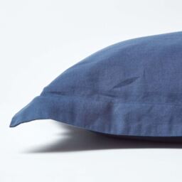 Homescapes Linen Pillowcase, Oxford Style - Navy - thumbnail 2