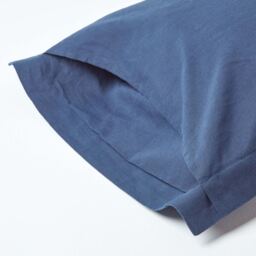 Homescapes Linen Pillowcase, Oxford Style - Navy - thumbnail 3