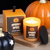 Spooky Spice Cinnamon Candle Cozy Autumn Scent for Halloween Gifts - Orange