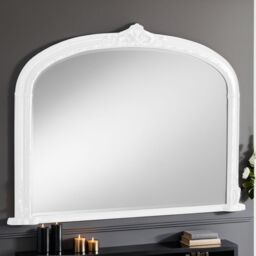 Victorian Arched Bevelled Overmantle Mirror - White - thumbnail 2