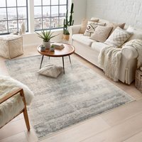 Maia Low Pile Washable Non Slip Living Room Abstract Area Rug Hallway Runner - Grey / 300cm - image 1