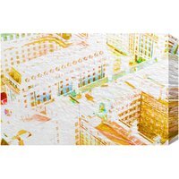 London Roof Tops Orange Graphic Art on Canvas - Orange / 112cm