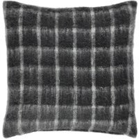 Yarrow Check Faux Mohair Check Feather Filled Cushion - Storm Grey - image 1