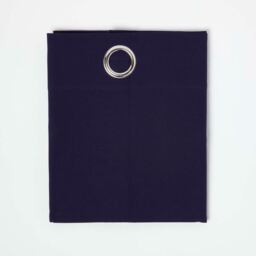 Homescapes Cotton Plain Ready Made Eyelet Curtain Pair - Navy / 137cm / 228cm - thumbnail 2