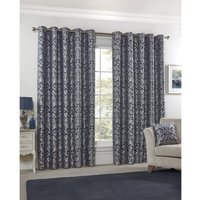 Harrow Lined Eyelet Jacquard Curtains - Navy / 116cm / 137cm - image 1