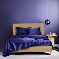 Luxury Satin Bed Sheet Set Queen King - blue - image 1