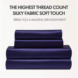 Luxury Satin Bed Sheet Set Queen King - blue - thumbnail 5