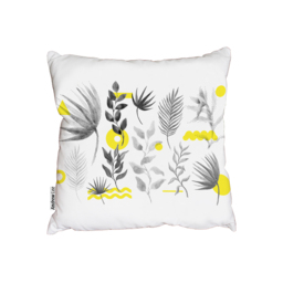 Halftone Floral , Juxtaposed Bright Bold Leaves Foliage  Outdoor Cushion - Yellow / 60cm - thumbnail 2