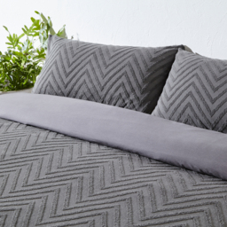Chevron Tufted Duvet Cover Set - Charcoal - thumbnail 2