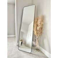 Silver Tall Metal Frame Mirror Wall & Floor Standing - 145 x 45cm - Silver