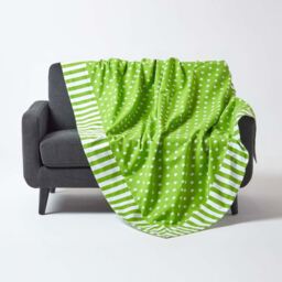 Cotton Stars and Stripes Decorative Throw - Green - thumbnail 2