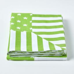 Cotton Stars and Stripes Decorative Throw - Green - thumbnail 3