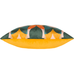Raeya Art Deco Velvet Cushion - Peach/Pine / Feather - thumbnail 3