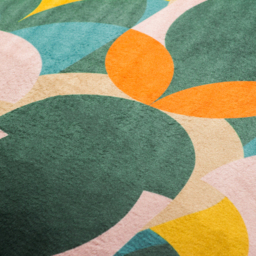 Raeya Art Deco Velvet Cushion - Peach/Pine / Feather - thumbnail 4