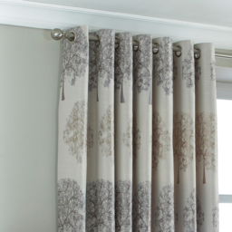 Oakdale Embroidered Room Darkening Eyelet Curtain Pair - Silver / 117cm / 183cm - thumbnail 2