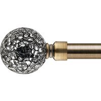 16-19mm Mirrored Extendable Eyelet Metal Curtain Pole Set - Antique Brass / 120cm