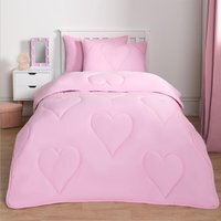 Heart Quilted 7.5 Tog Duvet Set - Pink / Single - thumbnail 1