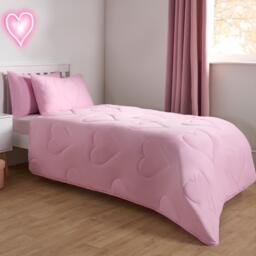 Heart Quilted 7.5 Tog Duvet Set - Pink / Single - thumbnail 4