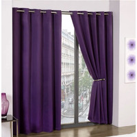 Woven Thermal Blackout Eyelet Curtains - Amethyst / 183cm / 116cm