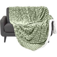 Homescapes Geometric Triangle Velvet Throw - Sage / 200cm - image 1