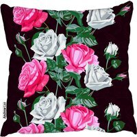 Pattern Of Pink And White Flowers Cushion - Black / 60cm