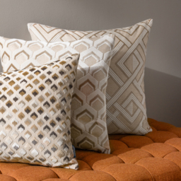 Ledbury Velvet Jacquard Cushion - Warm Taupe - thumbnail 2