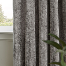 Lustre Velvet Fully Lined Eyelet Curtain Pair - Pewter / 137cm / 168cm - thumbnail 4