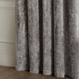 Lustre Velvet Fully Lined Eyelet Curtain Pair - Pewter / 137cm / 168cm - thumbnail 5