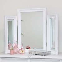 Ornate Vintage Triple Dressing Table Mirror - White