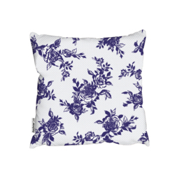 Roses Print On Polka Dots Outdoor Cushion - Blue / 60cm - thumbnail 2