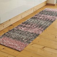 Super Soft Pink Grey Scandi Abstract Shaggy Area Rug - Blush / 230 x 60cm - thumbnail 1
