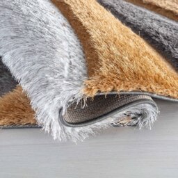 Modern Soft Waves Shimmer Shaggy Area Rugs - Ochre / 160x230 cm Rectangle - thumbnail 2