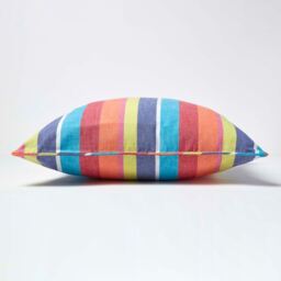 Homescapes Cotton Multi Coloured Stripe Cushion Cover - Multi Colour / 60cm - thumbnail 3