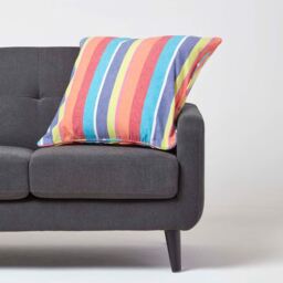 Homescapes Cotton Multi Coloured Stripe Cushion Cover - Multi Colour / 60cm - thumbnail 2
