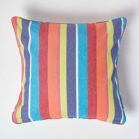 Homescapes Cotton Multi Coloured Stripe Cushion Cover - Multi Colour / 60cm - thumbnail 1