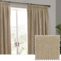 Heavy Chenille Velvet Pencil Pleat Curtains - Natural / 229cm