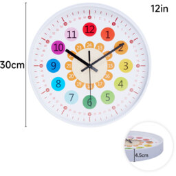 12-Inch Colourful Quartz Wall Clock - White - thumbnail 2