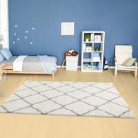 Myshaggy Moroccan Design Rug - White and Silver / 120cm Square