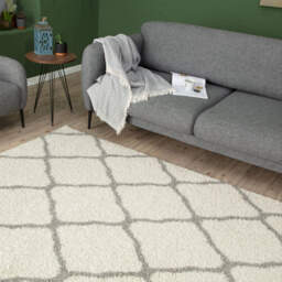 Myshaggy Moroccan Design Rug - White and Silver / 120cm Square - thumbnail 4
