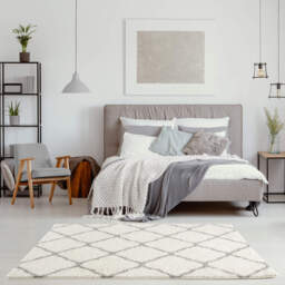 Myshaggy Moroccan Design Rug - White and Silver / 120cm Square - thumbnail 3