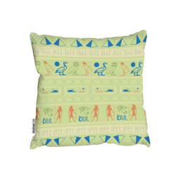 Hieroglyphic Egyptian Language Symbols Outdoor Cushion - Green / 60cm - thumbnail 2