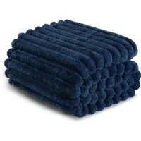 Ribbed Jacquard Fleece Blanket 150x200cm - Blue