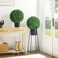 HOMCOM Set of 2 Artificial Topiary Balls Hanging - Green - image 1