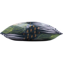 Abstract Palm Leaves Outdoor Cushion Cover - Teal - thumbnail 2
