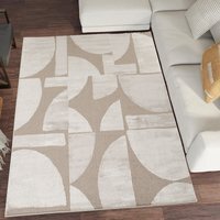 Hamilton Modern Sheen Area Rug - Abstract Motif Geometric Lines Design Rug - Mocha / 290cm - thumbnail 1