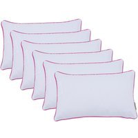 White Rectangular Pillow with Colours Piping Soft Comfy  - Pink  / 6 - thumbnail 1